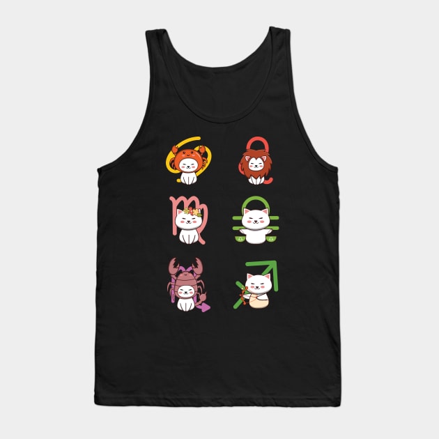 Zodiac Cat Pack Tank Top by Luna Illustration